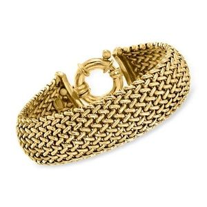 Italian 22kt Gold Over Sterling Silver Riso Bracelet. 7"